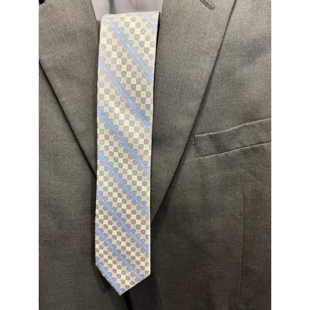 Saddlebred Mens Charcoal Gray‎ 2 Piece Suit 46S Blazer 38x30 Pants with Tie - Picture 6 of 8